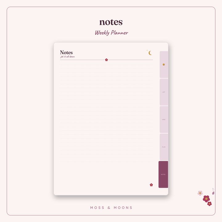 Weekly Planner inside pages