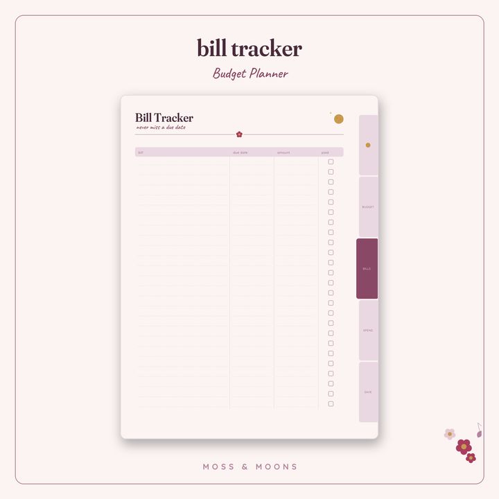 Budget Planner inside pages