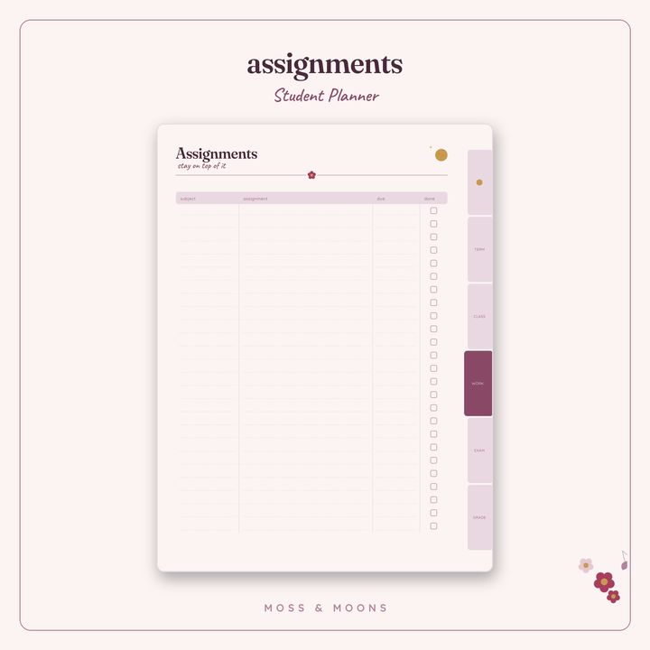 Student Planner inside pages