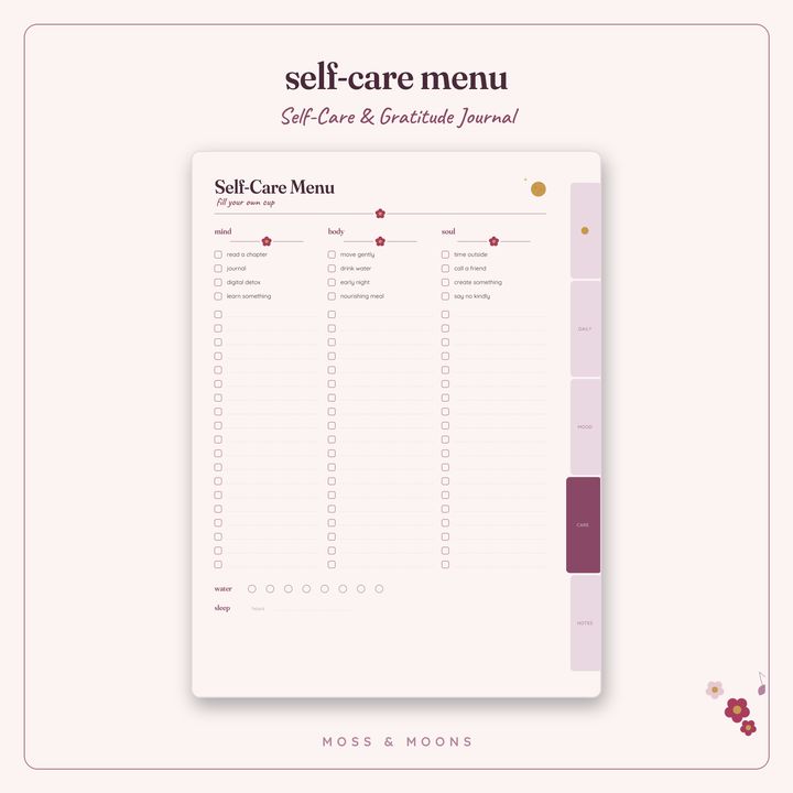 Self-Care Journal inside pages