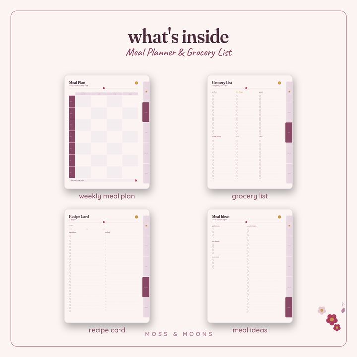 Inside the Meal Planner — Wild Berry digital planner