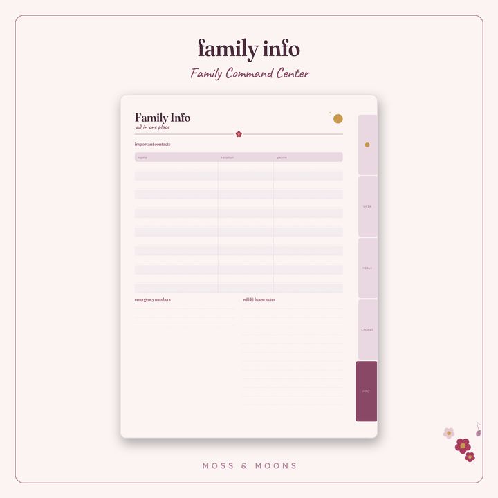 Family Command Center inside pages