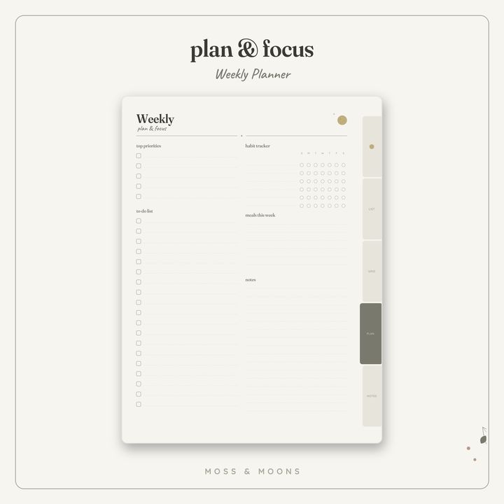 Weekly Planner inside pages
