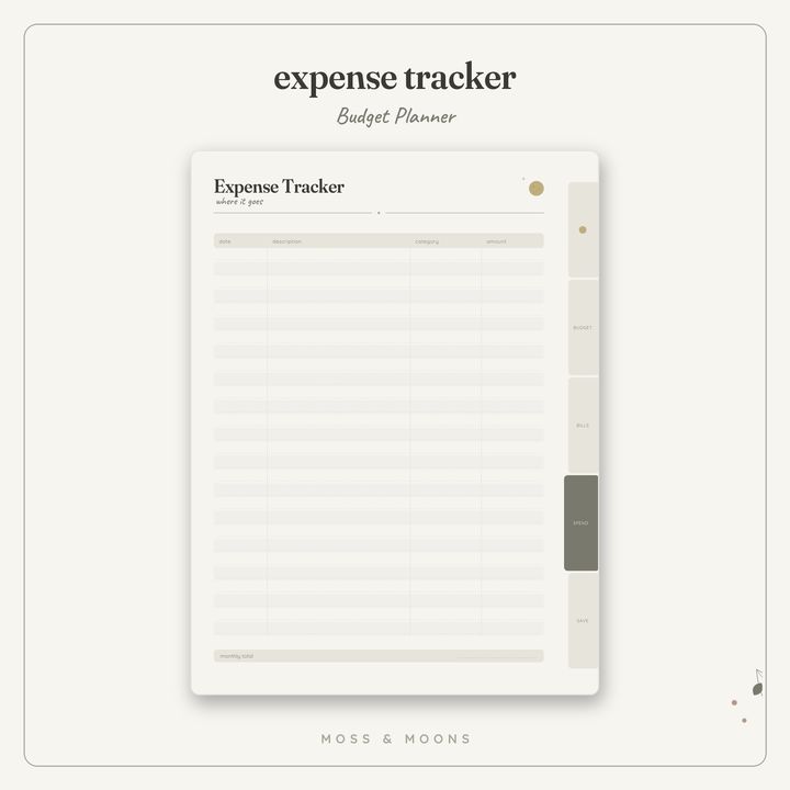 Budget Planner inside pages