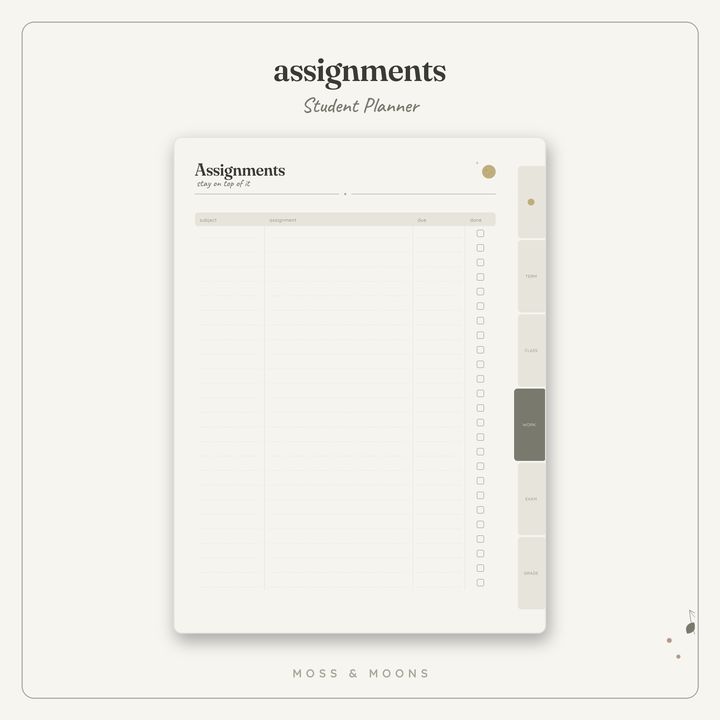Student Planner inside pages