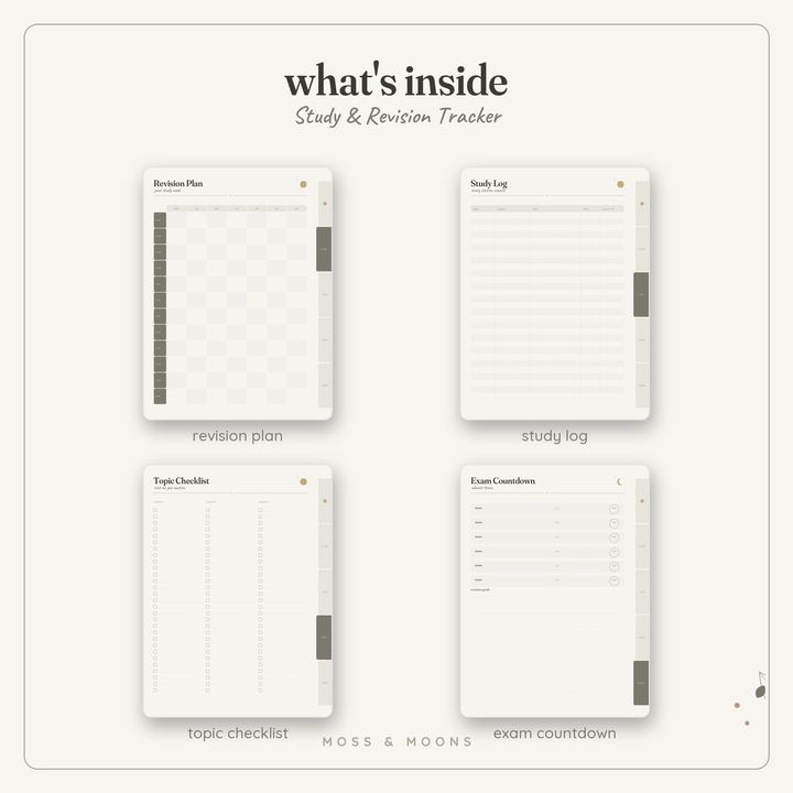 Inside the Study & Revision Tracker — Stone & Sage digital planner