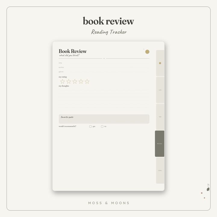 Reading Tracker inside pages