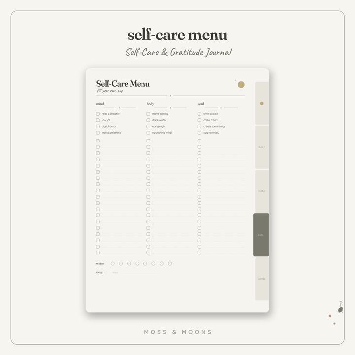 Self-Care Journal inside pages