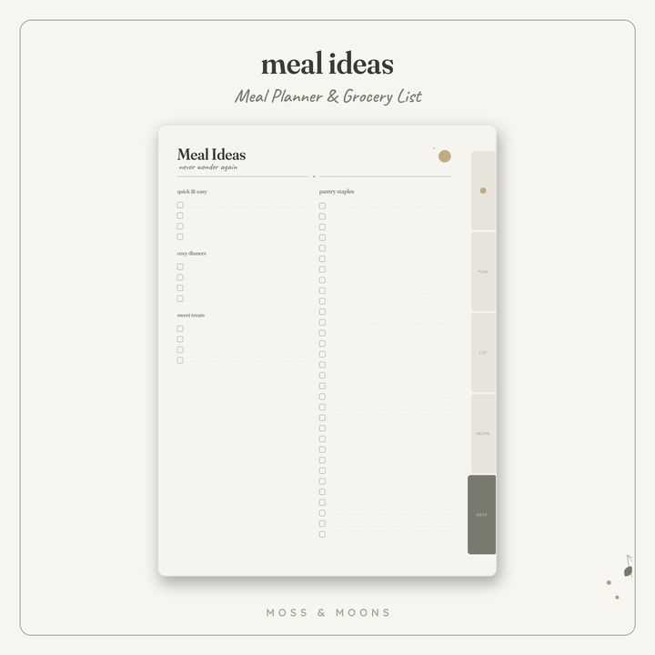 Meal Planner inside pages