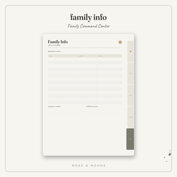 Family Command Center inside pages