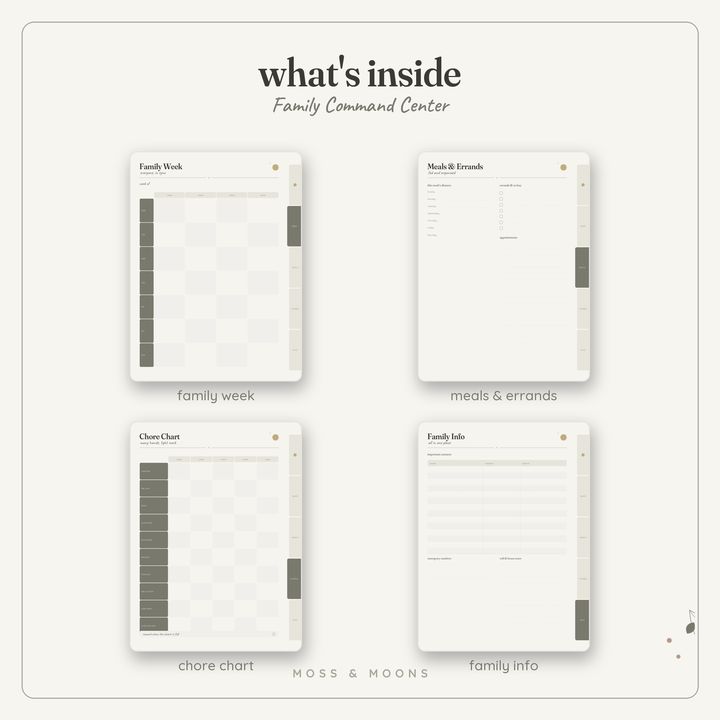 Inside the Family Command Center — Stone & Sage digital planner