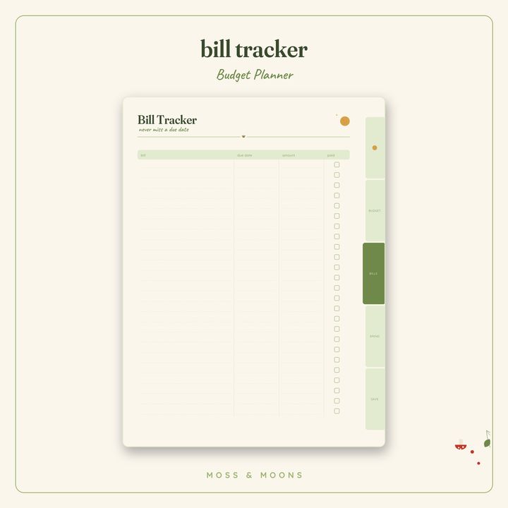 Budget Planner inside pages