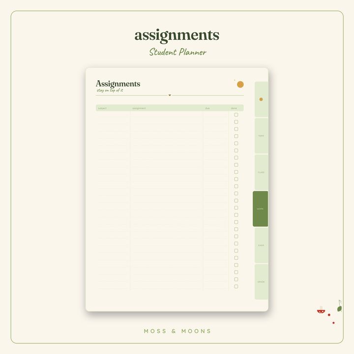 Student Planner inside pages
