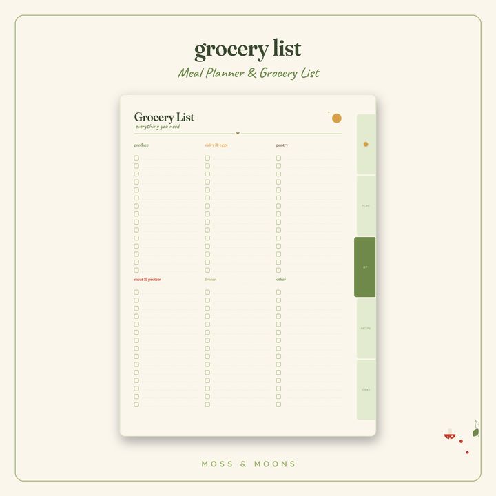 Meal Planner inside pages