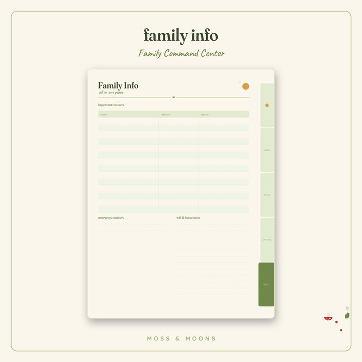 Family Command Center inside pages
