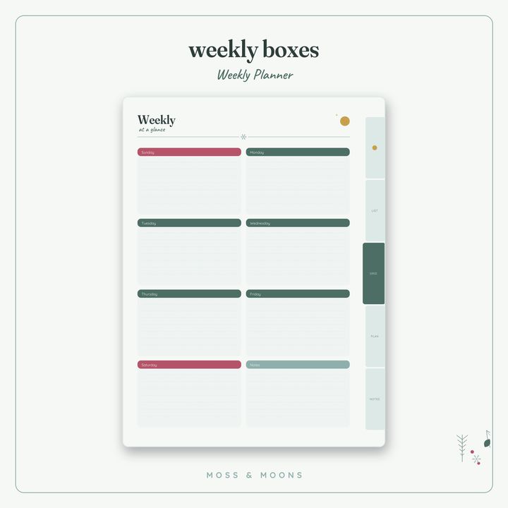 Weekly Planner inside pages
