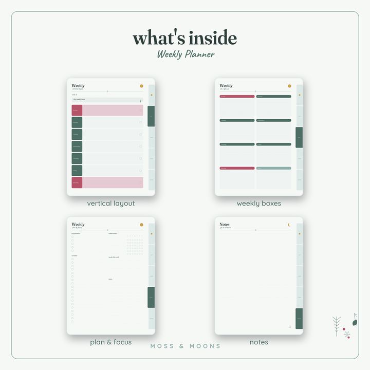 Inside the Weekly Planner — Winter Frost digital planner