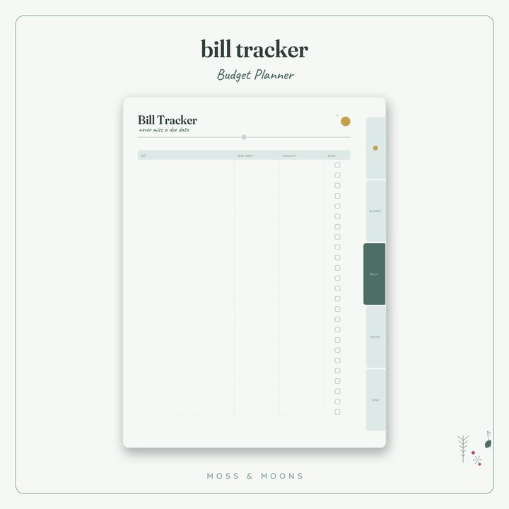 Budget Planner inside pages