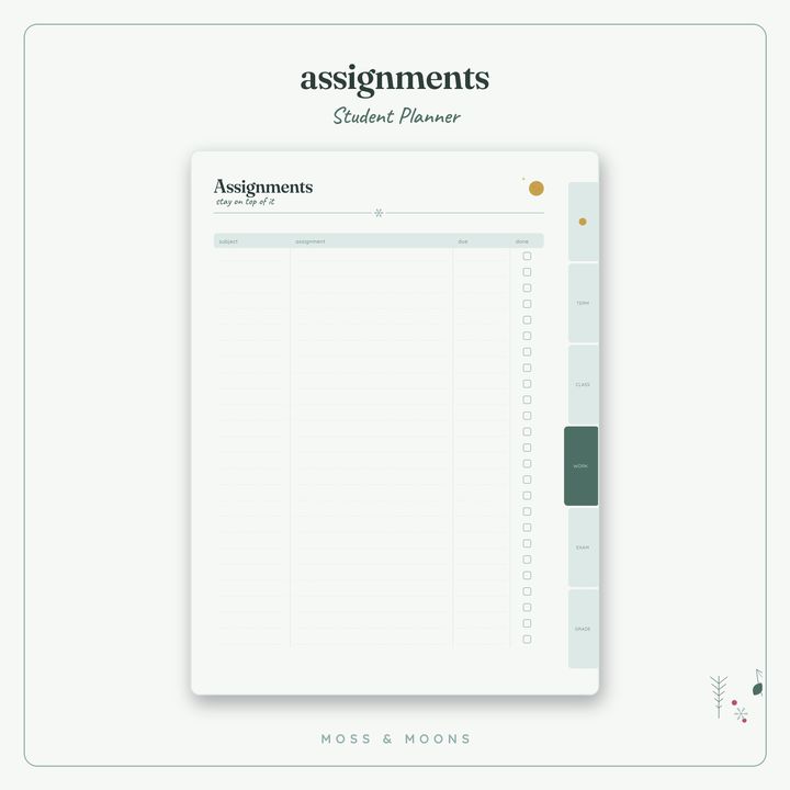 Student Planner inside pages