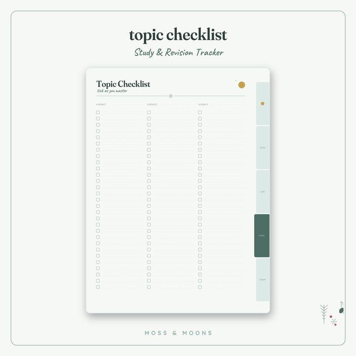 Study & Revision Tracker inside pages