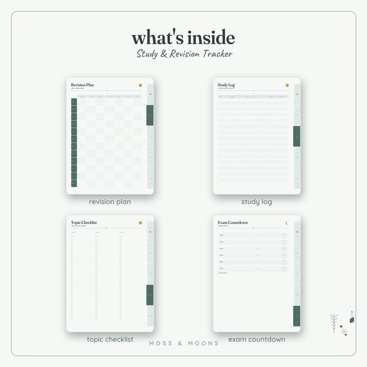 Inside the Study & Revision Tracker — Winter Frost digital planner