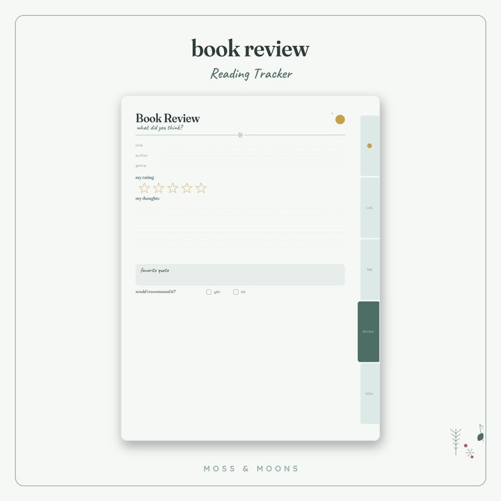 Reading Tracker inside pages