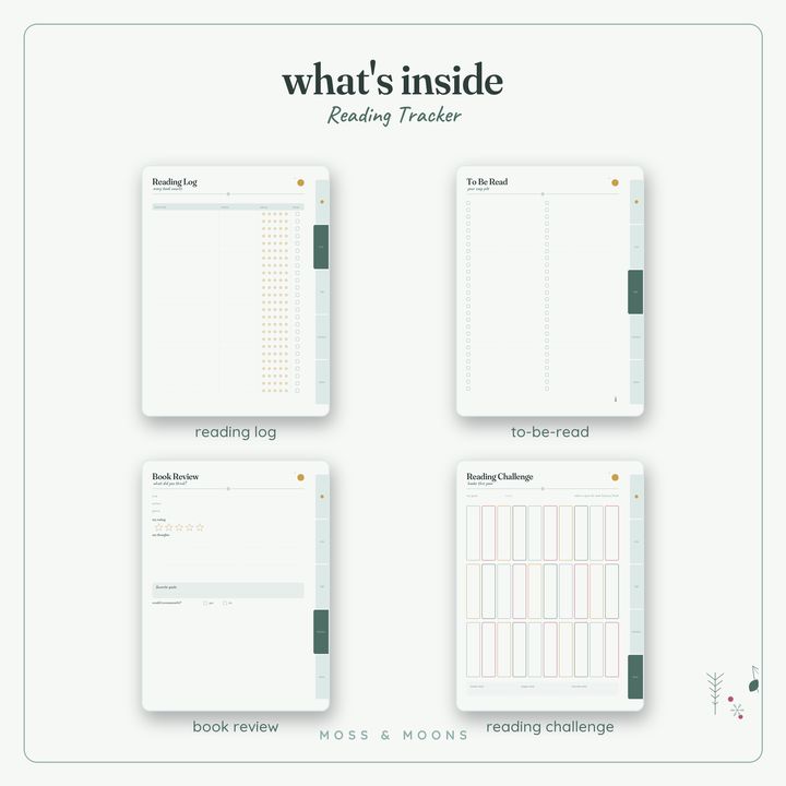 Inside the Reading Tracker — Winter Frost digital planner