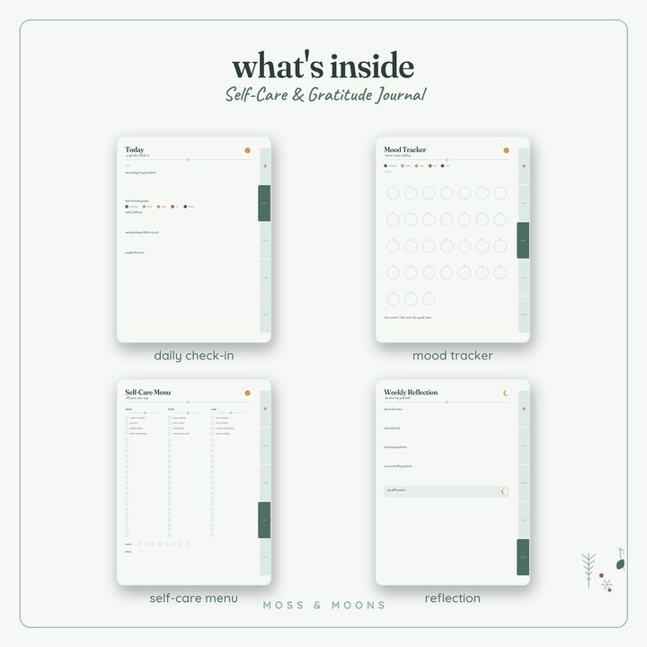 Inside the Self-Care Journal — Winter Frost digital planner