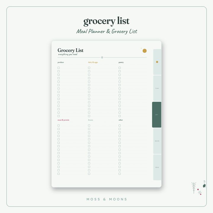 Meal Planner inside pages