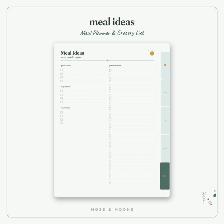 Meal Planner inside pages