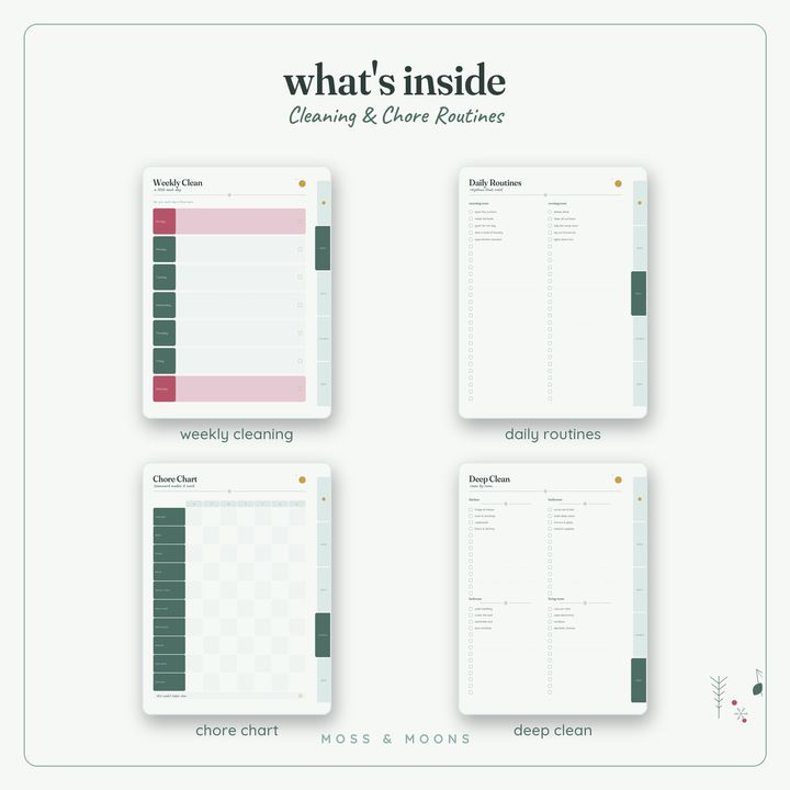 Inside the Cleaning & Chores — Winter Frost digital planner