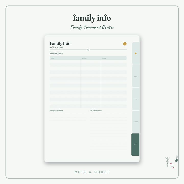 Family Command Center inside pages