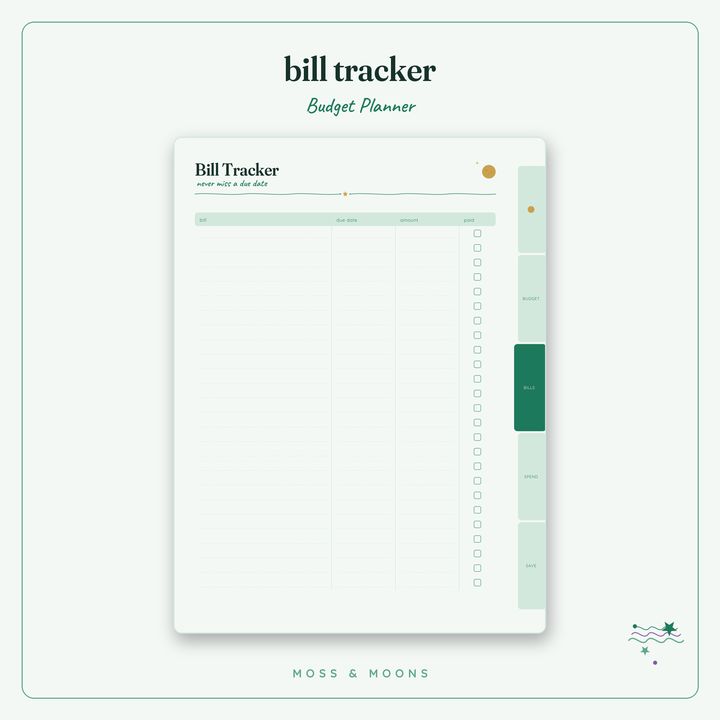 Budget Planner inside pages