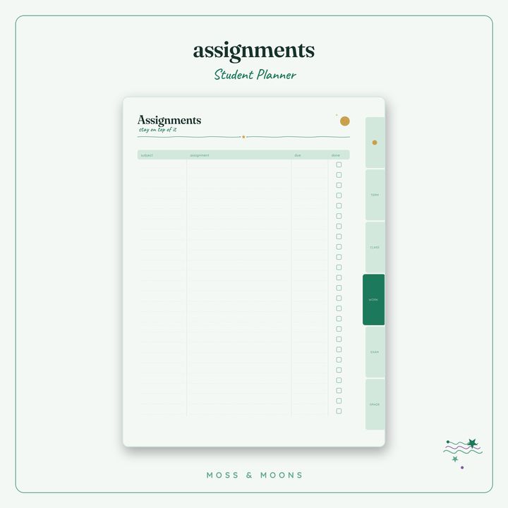 Student Planner inside pages