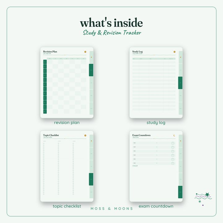 Inside the Study & Revision Tracker — Aurora digital planner