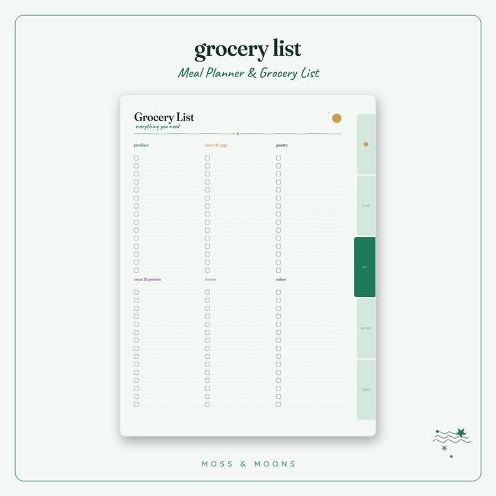 Meal Planner inside pages