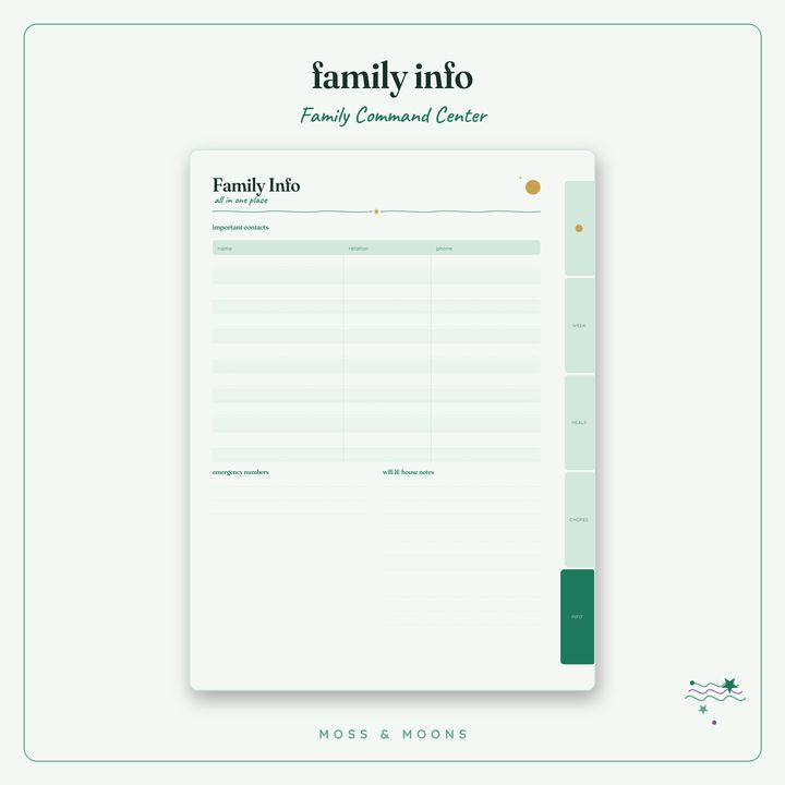 Family Command Center inside pages