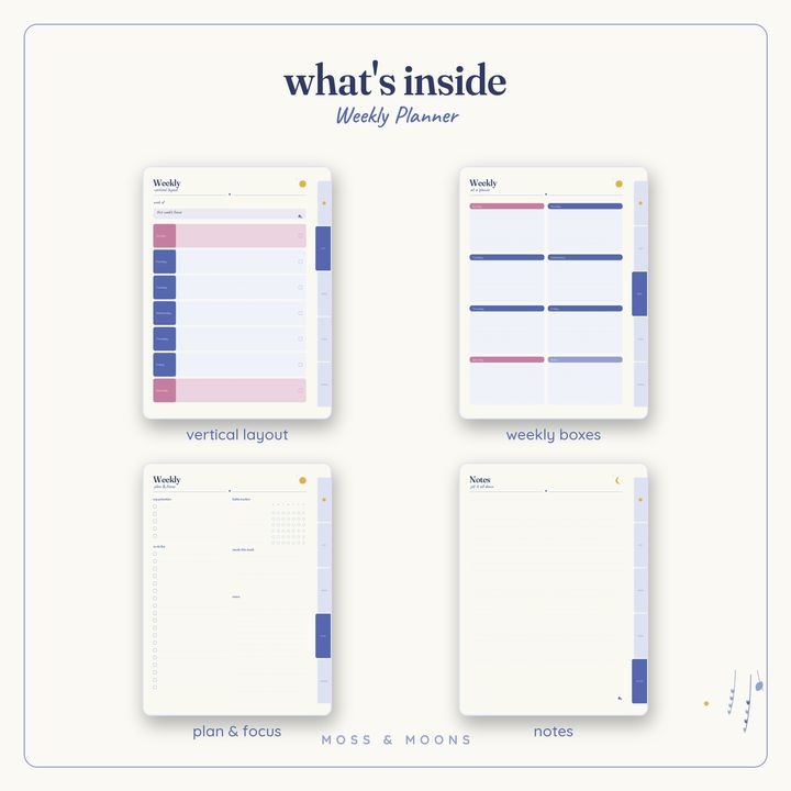 Inside the Weekly Planner — Bluebell digital planner