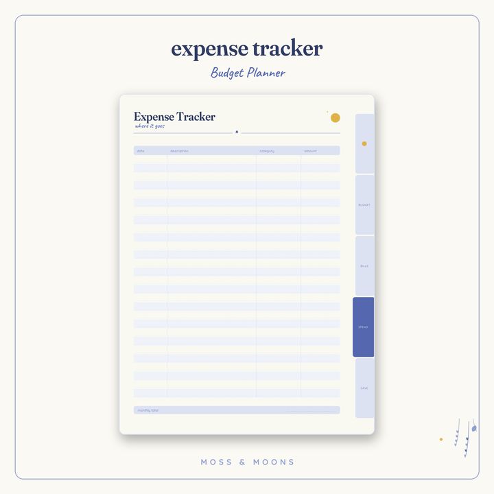 Budget Planner inside pages