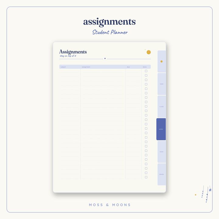 Student Planner inside pages
