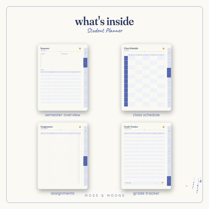 Inside the Student Planner — Bluebell digital planner