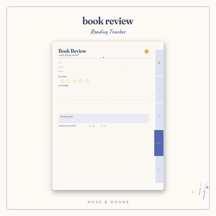 Reading Tracker inside pages
