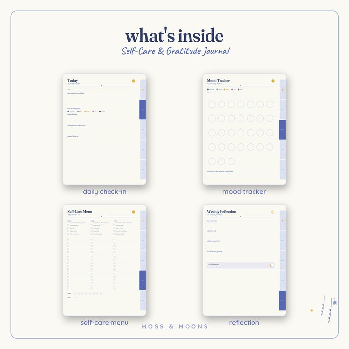 Inside the Self-Care Journal — Bluebell digital planner