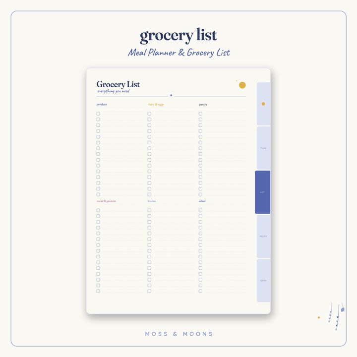 Meal Planner inside pages