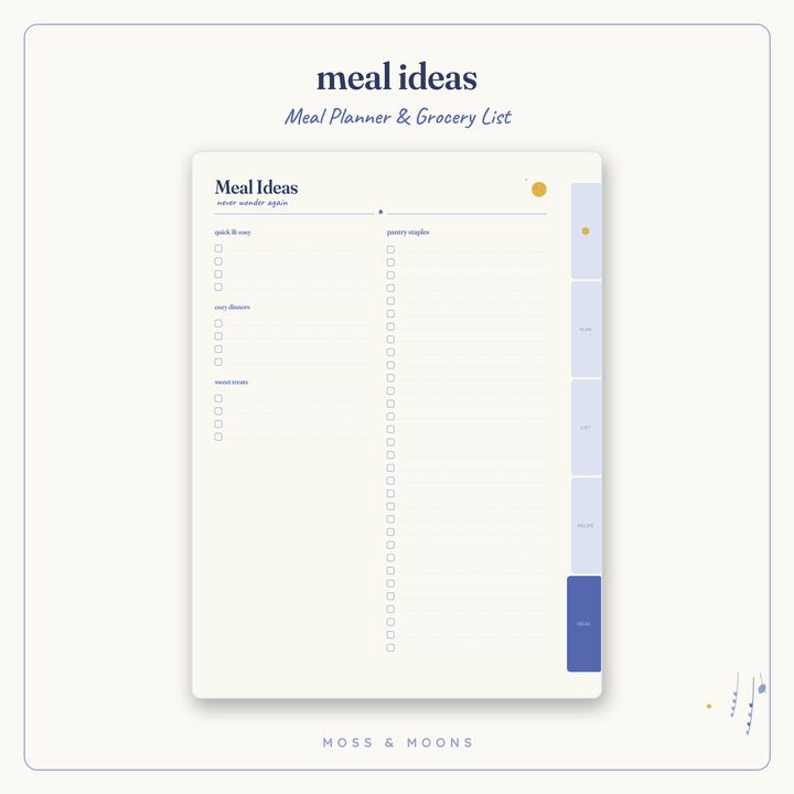 Meal Planner inside pages
