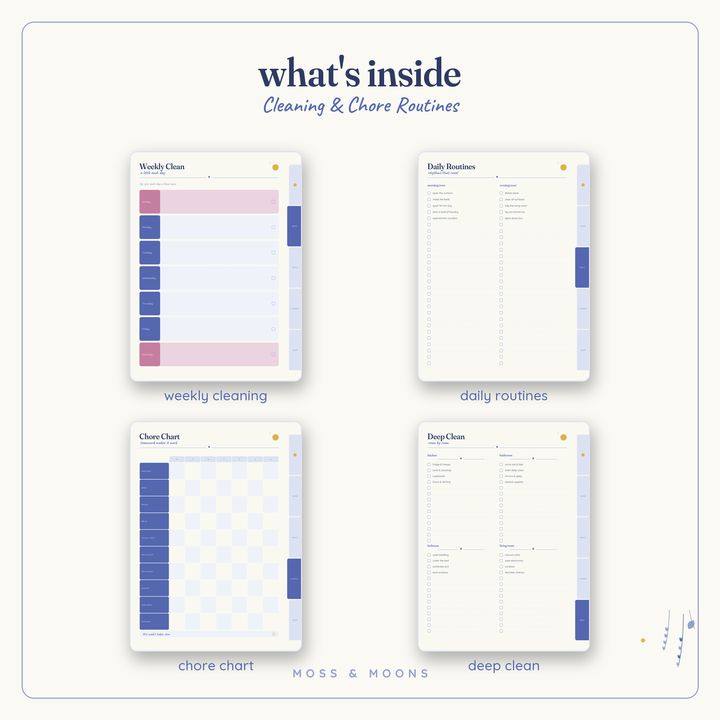 Inside the Cleaning & Chores — Bluebell digital planner
