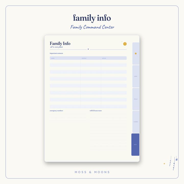 Family Command Center inside pages