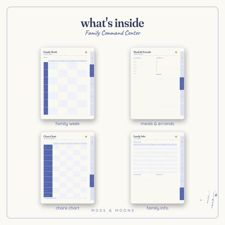 Inside the Family Command Center — Bluebell digital planner