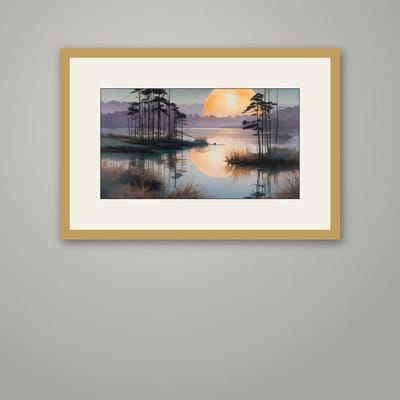 Evening Shallows — framed in a styled room