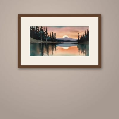 The Lake Holds the Sky — framed in a styled room